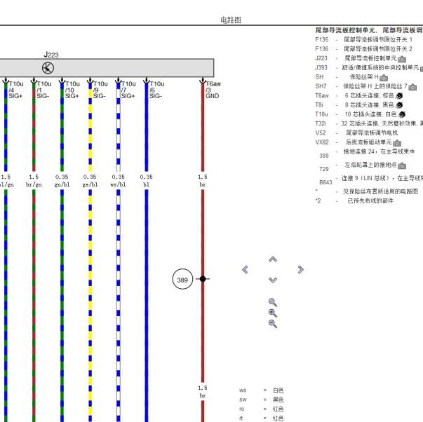 2020年奥迪A7后扰流板电路图