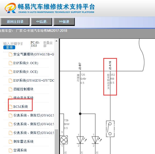 2017-2018年长城哈弗M6刹车灯电路图