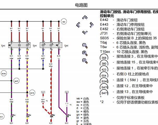2014年大众凯路威电动滑门电路图