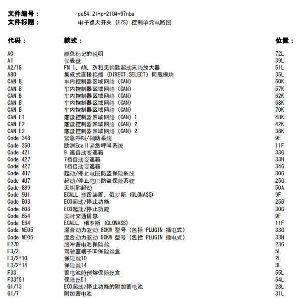2012年奔驰ML 350点火开关电路图