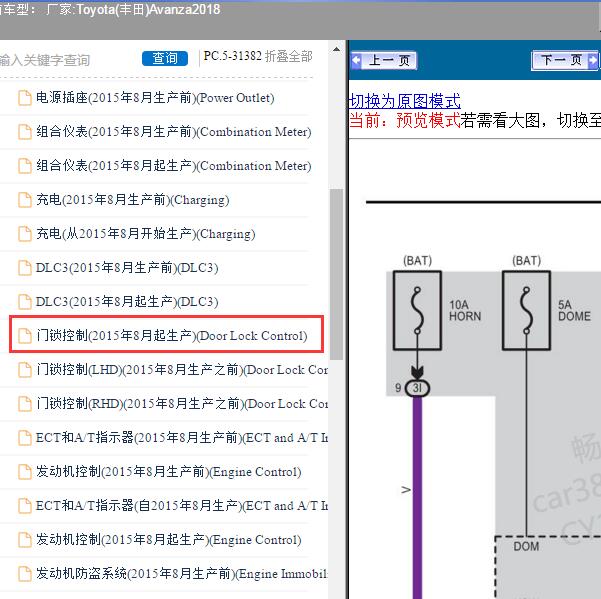2018年Toyota(丰田)-Avanza 门锁控制电路图