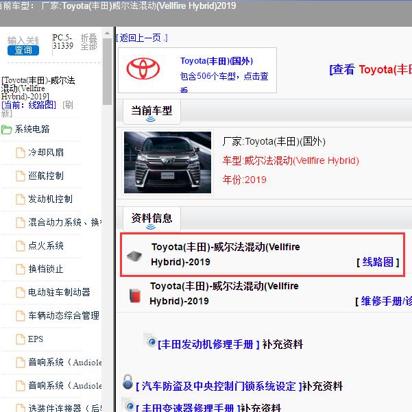 2019年Toyota(丰田)-威尔法混动(Vellfire Hybrid) 电路图