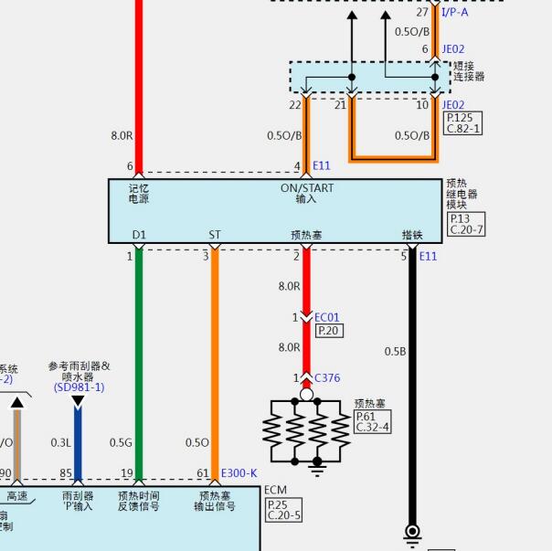 2013年现代格锐预热塞电路图