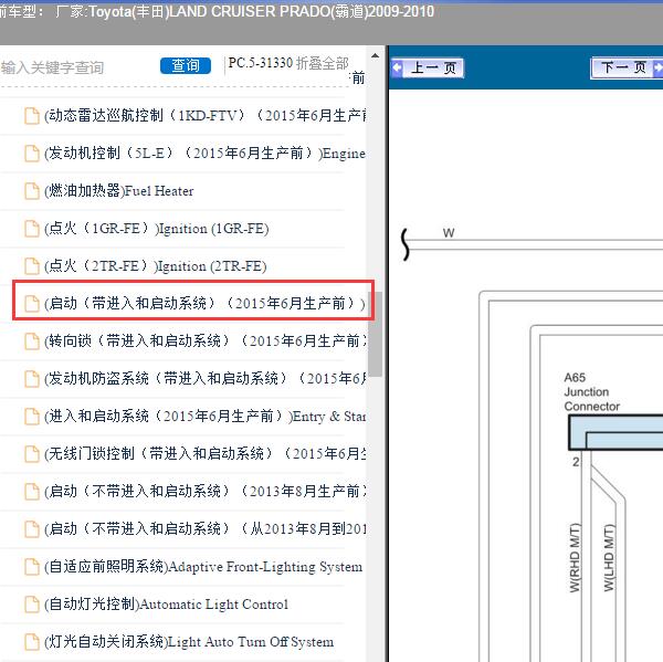 2009-2010年Toyota(丰田)-LAND CRUISER PRADO(霸道) 启动电路图