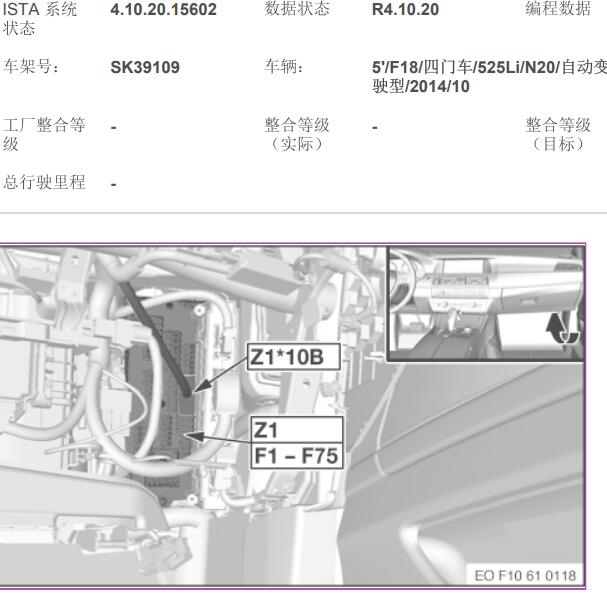 2014年宝马525 Z1保险盒位置