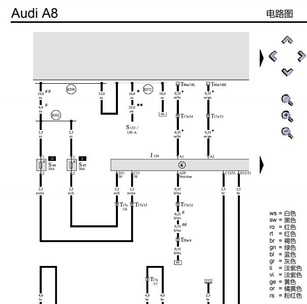 2006年奥迪A8L座椅加热电路图