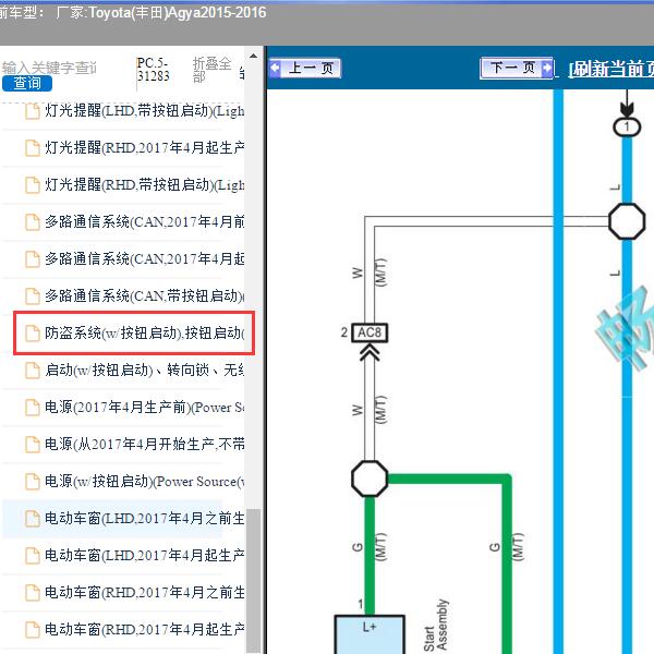 2015-2016年Toyota(丰田)-Agya 防盗系统电路图