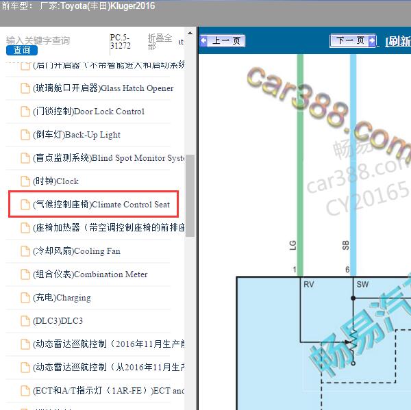 2016年Toyota(丰田)-Kluger 气候控制座椅电路图