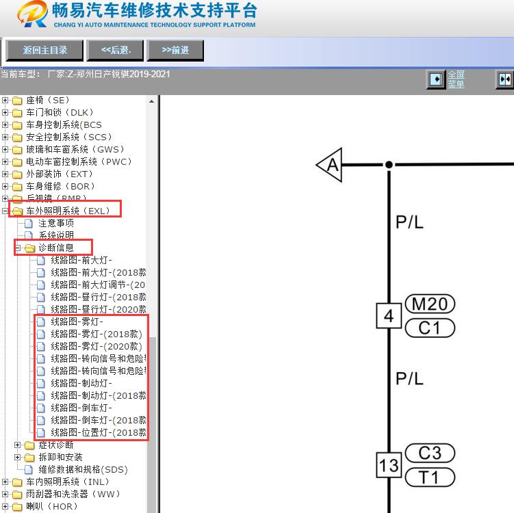 2019年郑州日产锐骐小灯电路图
