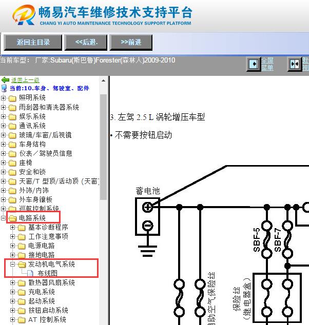 2009-2010年斯巴鲁森林人发动机电路图
