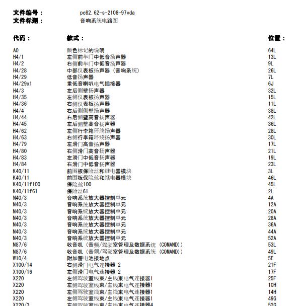 奔驰V260 音响电路图