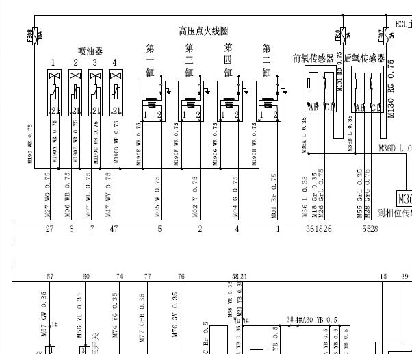 2010年东风风神H30发动机电路图
