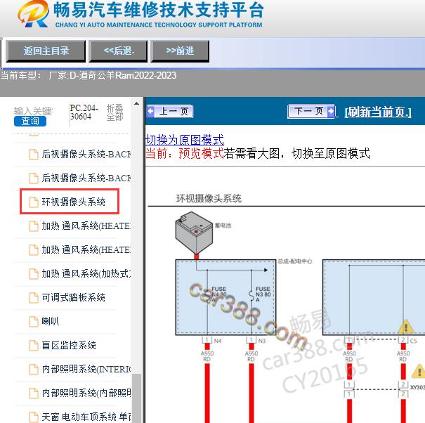 2022年道奇公羊影像系统电路图