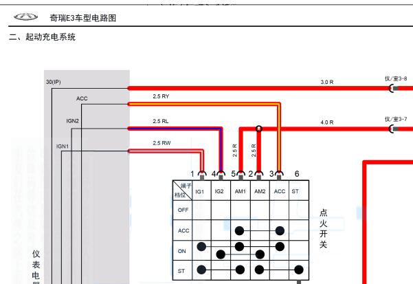 2014年奇瑞E3启动电路图