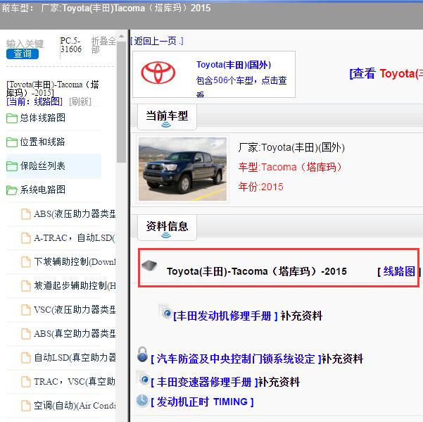 2015年Toyota(丰田)-Tacoma（塔库玛）全车电路图