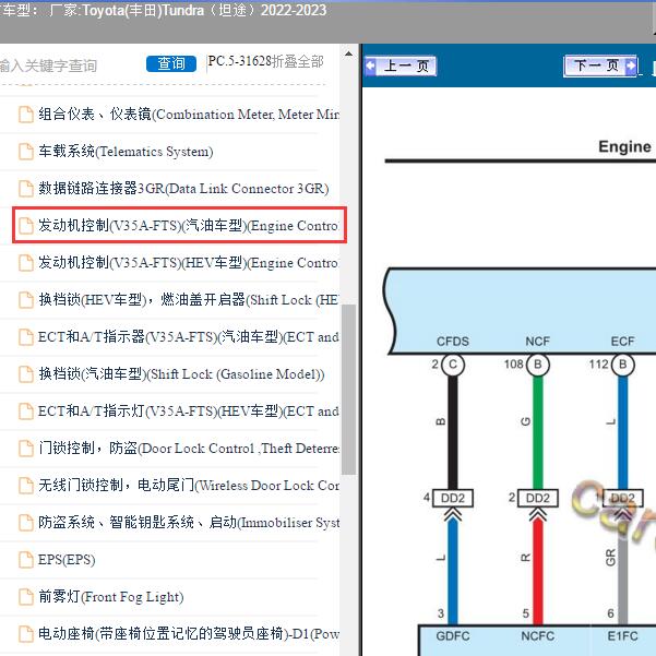 2022-2023年Toyota(丰田)-Tundra（坦途）发动机电路图
