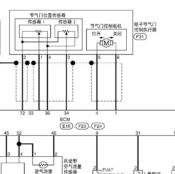2011-2012年日产骐达HR16发动机节气门电路图