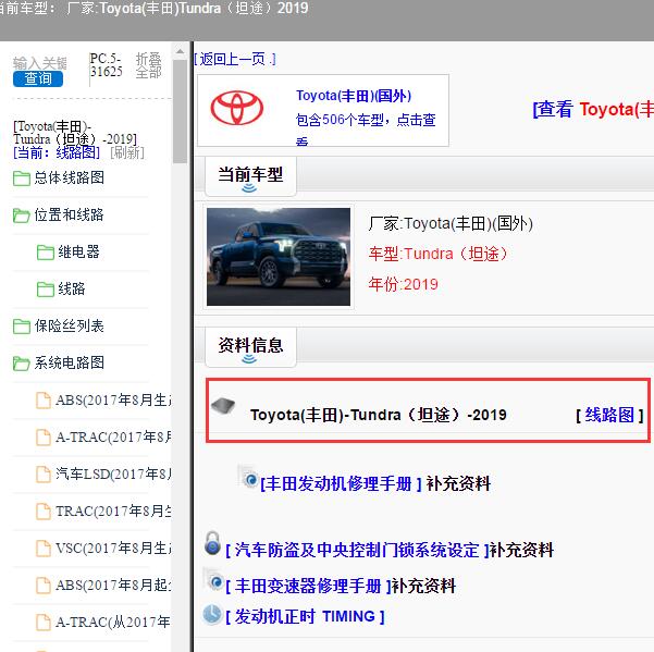 2019年Toyota(丰田)-Tundra（坦途）全车电路图