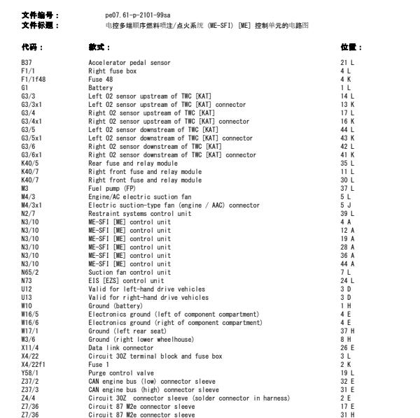 2002年奔驰SL320发动机电路图