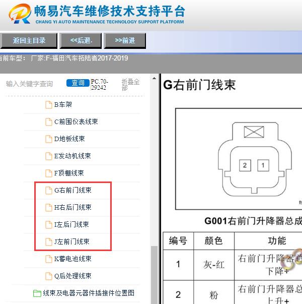 2017-2019年福田拓路者玻璃升降针脚