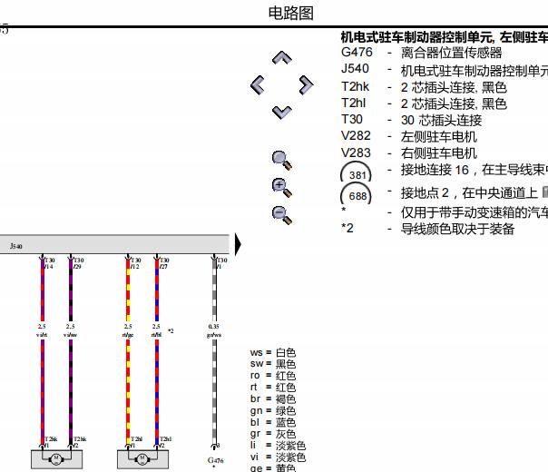 2015年奥迪Q3 电子手刹电路图