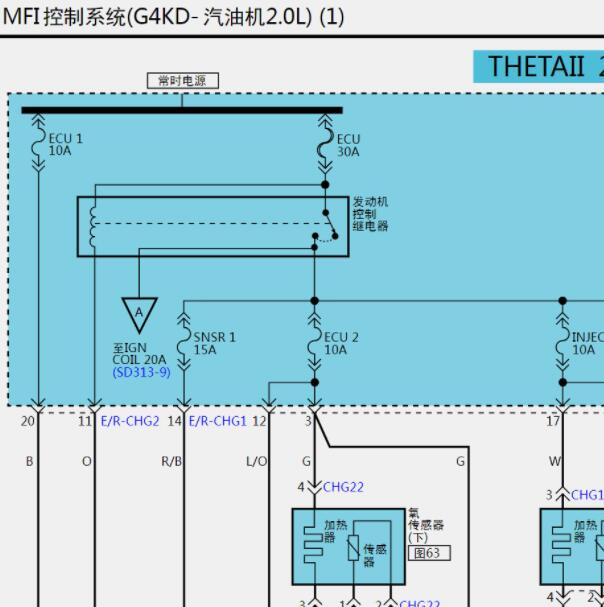 2010年起亚速迈 2.0发动机电路图