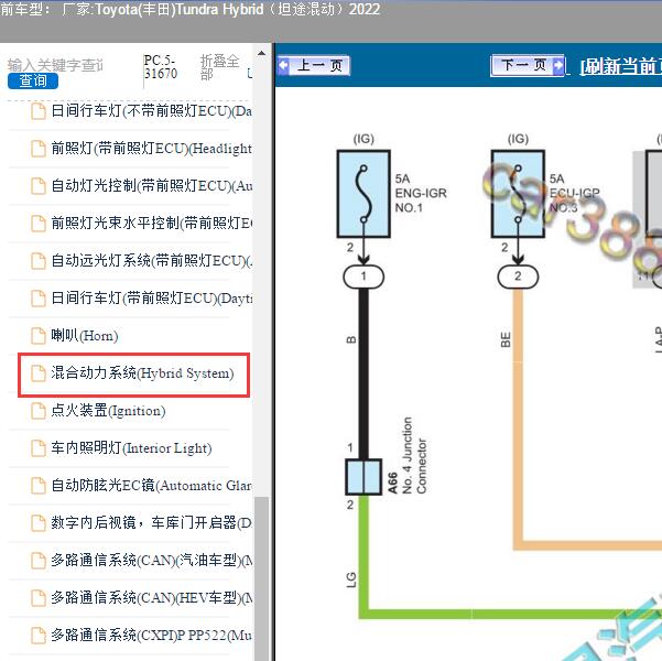 2022年Toyota(丰田)-Tundra Hybrid（坦途混动）混动系统电路图