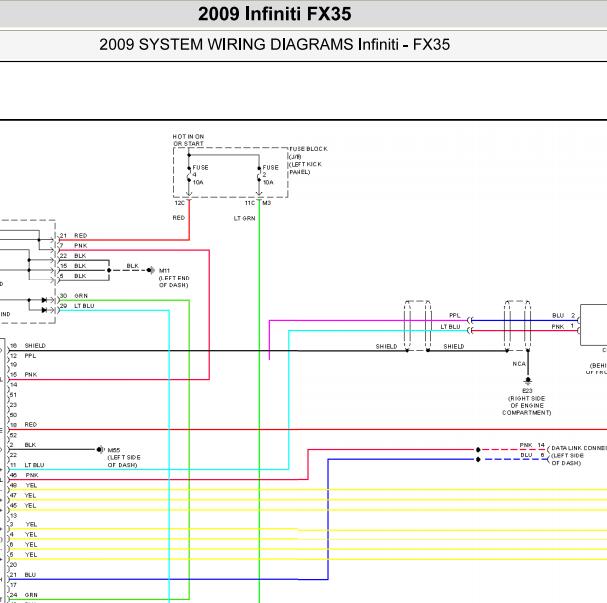2009年英菲尼迪FX35 气囊电路图