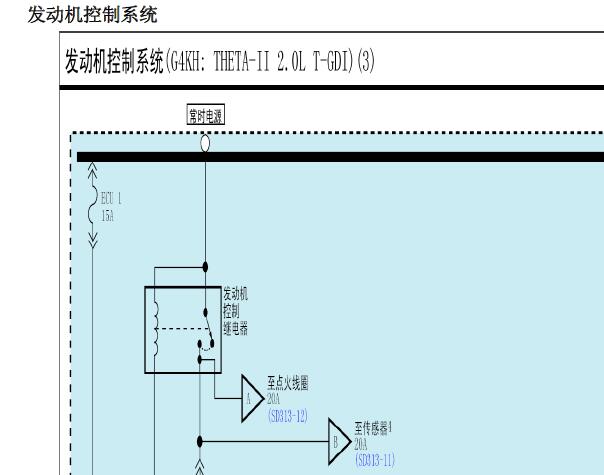 2013年现代胜达G4KH发动机电路图