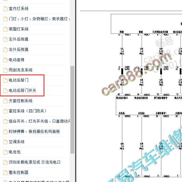 2021年比亚迪宋PLUS DM-i 尾门电路图