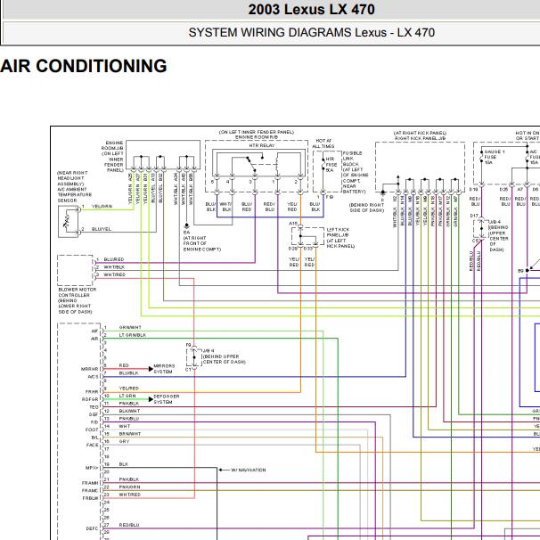 2003年雷克萨斯LX470 空调电路图