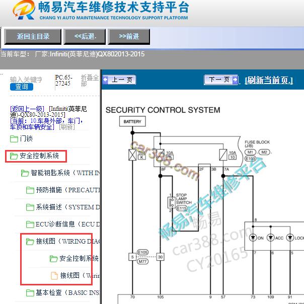 2014年英菲尼迪QX80智能钥匙电路图