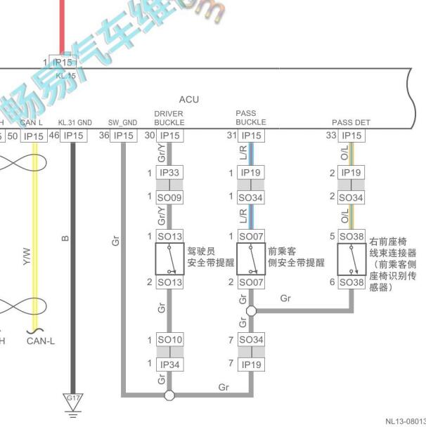 2016-2017年吉利远景SUV 气囊电路图