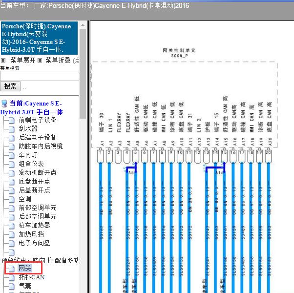 2016年保时捷卡宴CAN 网关电路图