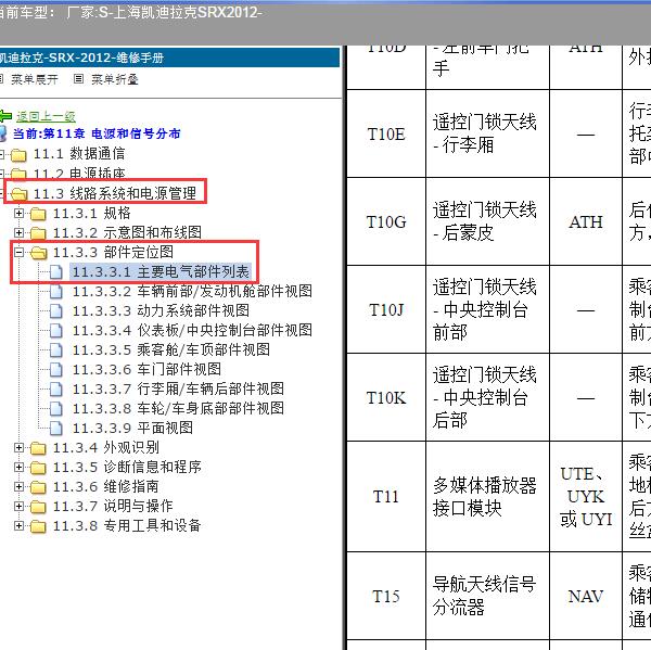 2012年上海凯迪拉克-SRX 无钥匙进入天线位置