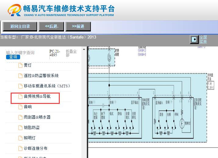 2013年现代胜达多功能方向盘电路图
