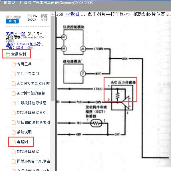2006年本田奥德赛空调压力开关电路图