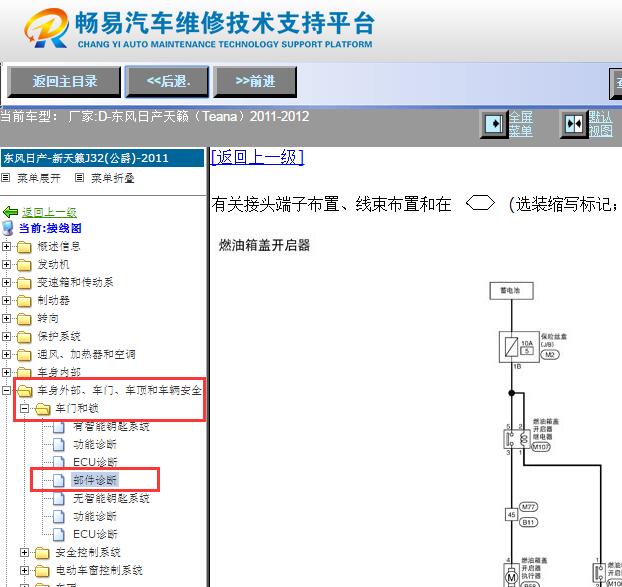 2011-2012年日产天籁油箱盖电路图