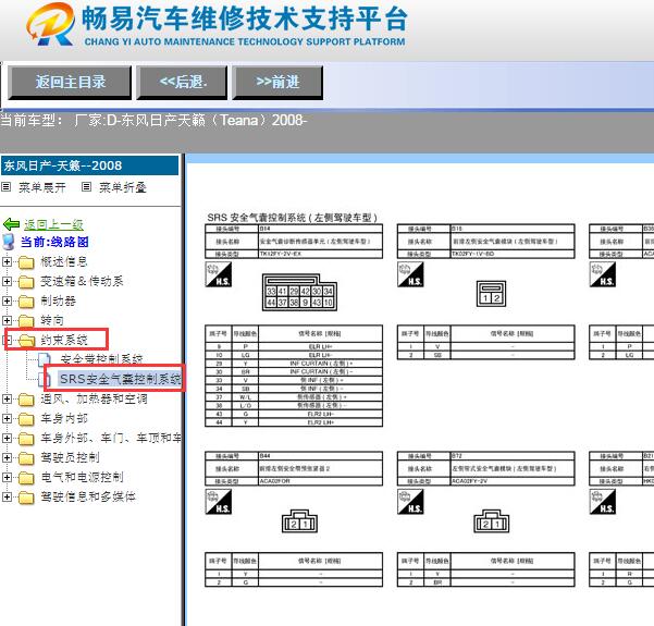 2008年日产天籁安全气囊针脚