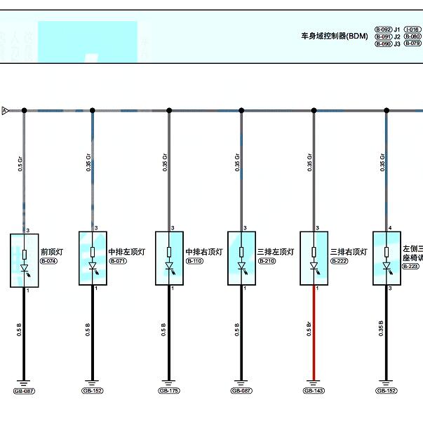 2023年奇瑞瑞虎9室内灯电路图