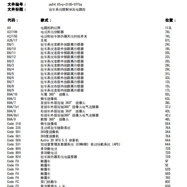 2020年奔驰C260L前雷达电路图