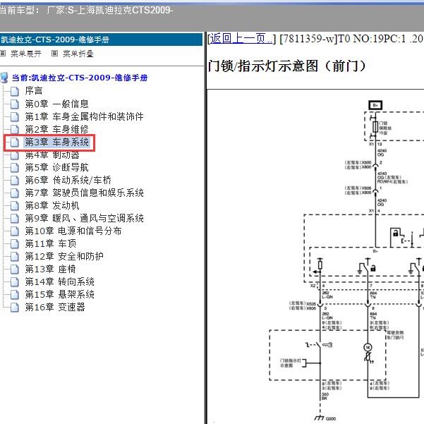 2009年上海凯迪拉克-CTS 车门电路图