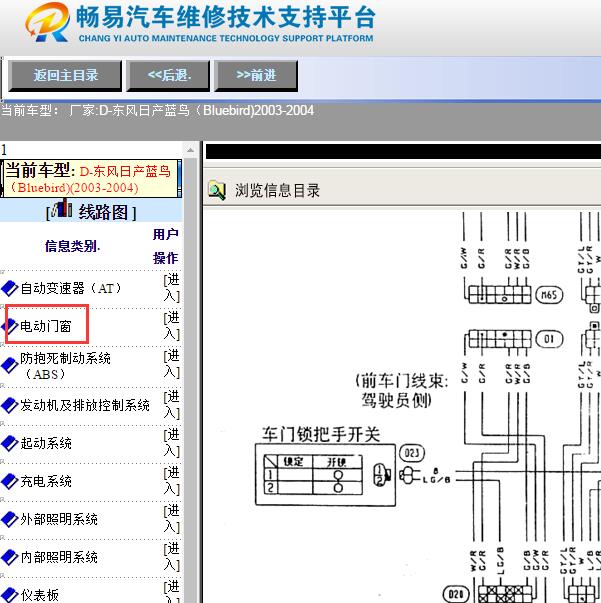 2004年日产蓝鸟门锁电路图