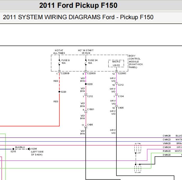 2011年福特F150倒车影像电路图