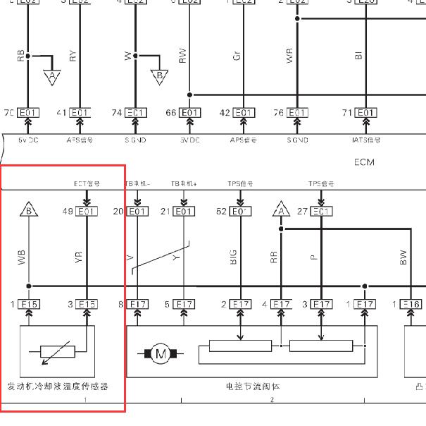力帆620 LF479Q2发动机水温传感器电路图