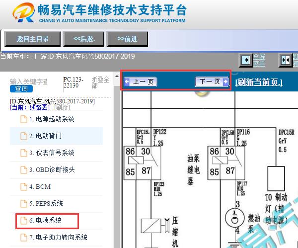 2017-2019年东风风光580 发动机电路图