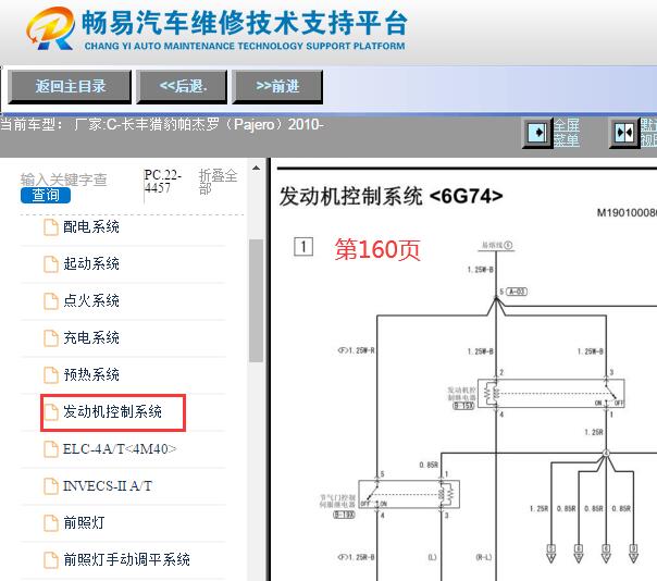 2010年长丰猎豹帕杰罗发动机电路图