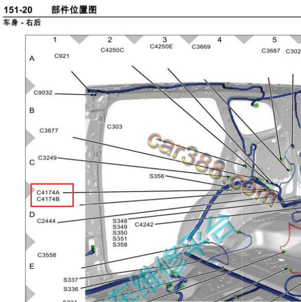 2015年江铃福特撼路者尾门模块位置