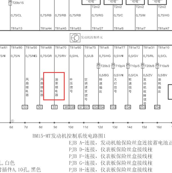 2012年中华华晨H230发动机油泵继电器电路图