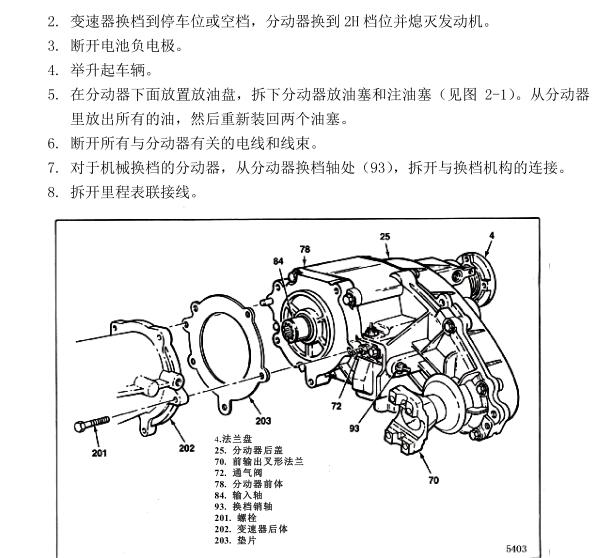 08年郑州日产锐骐分动箱维修手册